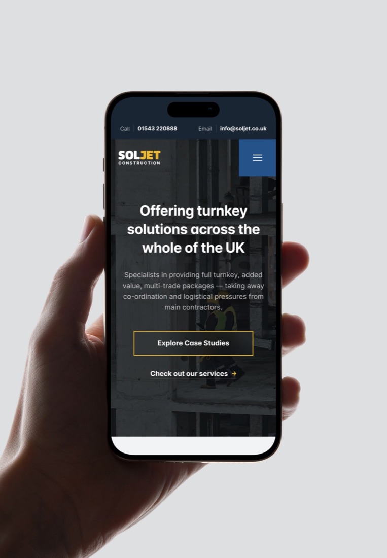The SOLJET website on a phone