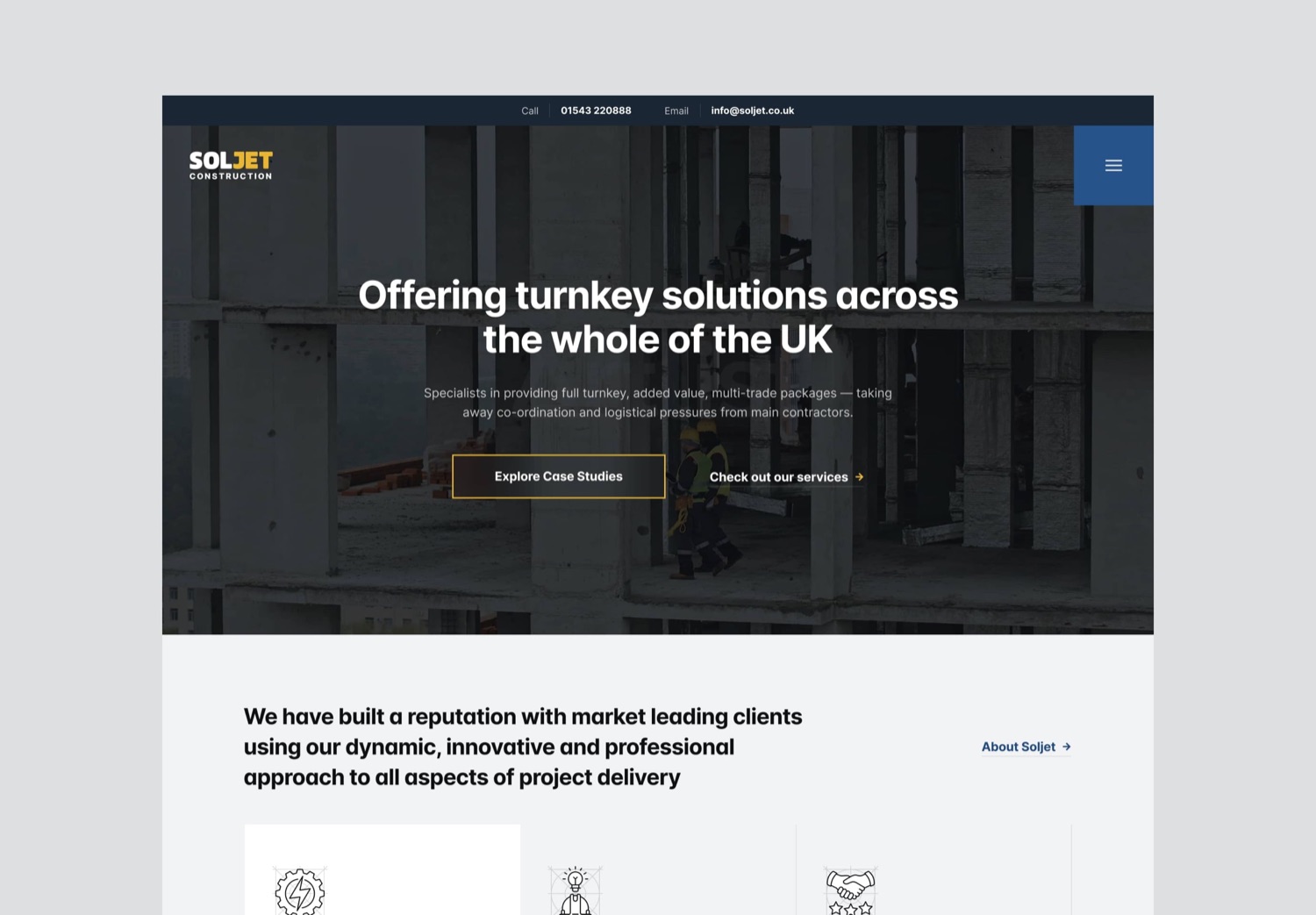 The redesigned SOLJET homepage